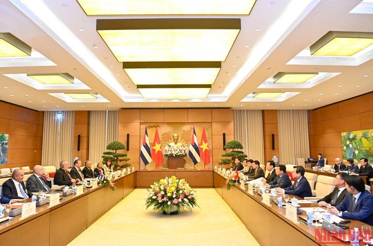 Quang cảnh buổi hội kiến tại Nhà Quốc hội. (Ảnh: Duy Linh)