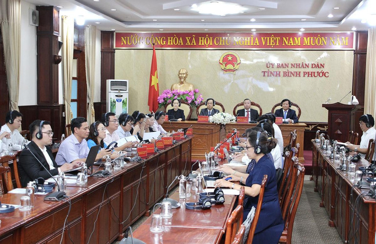 Toàn cảnh hội nghị tại điểm cầu Bình Phước.