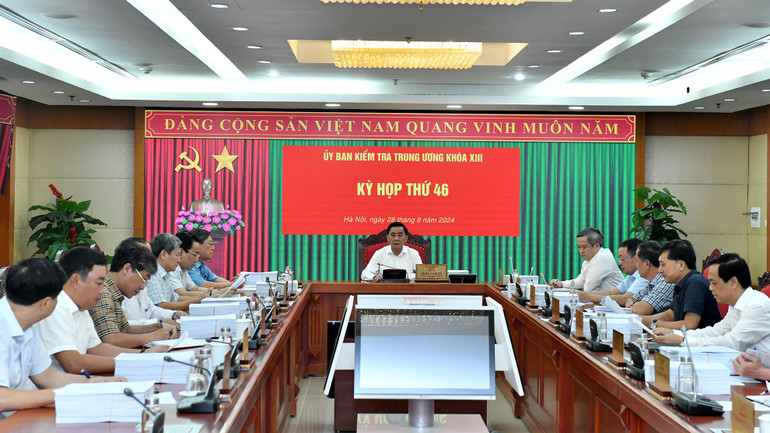 Quang cảnh Kỳ họp thứ 46 của Ủy ban Kiểm tra Trung ương Đảng. (Ảnh: ĐĂNG KHOA)