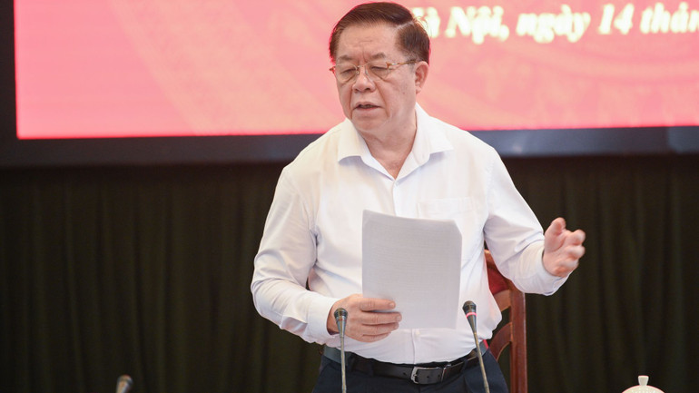 Đồng chí Nguyễn Trọng Nghĩa phát biểu chỉ đạo, kết luận buổi làm việc. (Ảnh: Thế Đại)