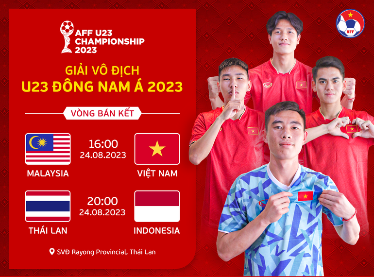 Lịch thi đấu 2 trận bán kết Giải vô địch U23 Đông Nam Á 2023. (Ảnh: VFF)