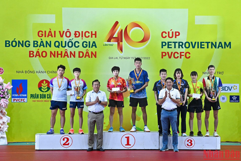 Giám đốc khu vực miền Trung Công ty cổ phần phân bón dầu khí Cà Mau Tô Tiến Hoàng và Giám đốc chi nhánh BIDV tại Gia Lai Trần Văn Chương trao huy chương và cúp cho các vận động viên tại nội dung Đôi nam nữ. Giám đốc khu vực miền Trung Công ty cổ phần phân bón dầu khí Cà Mau Tô Tiến Hoàng và Giám đốc chi nhánh BIDV tại Gia Lai Trần Văn Chương trao huy chương và cúp cho các vận động viên tại nội dung Đôi nam nữ.