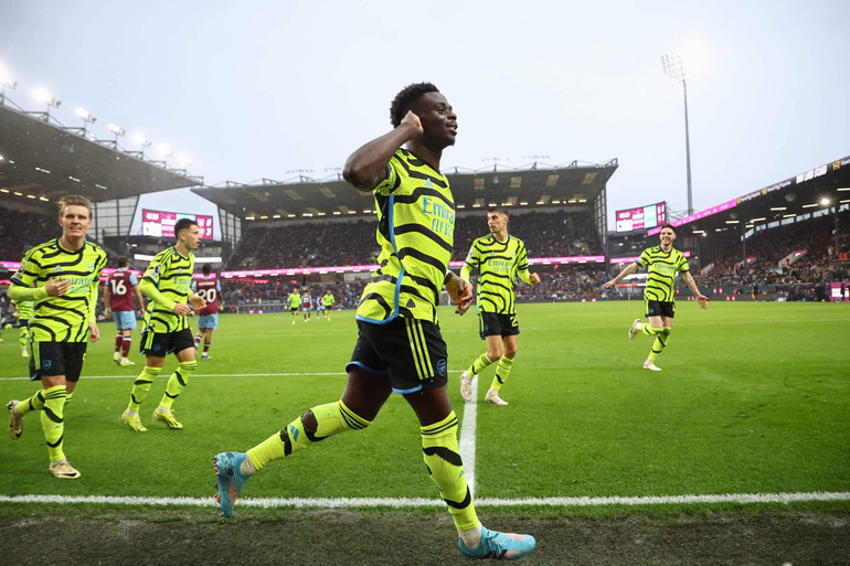 Saka liên tục ghi bàn trên sân khách. (Ảnh: The Athletic) Saka liên tục ghi bàn trên sân khách. (Ảnh: The Athletic)