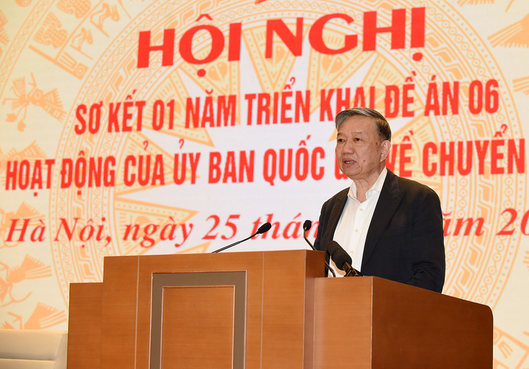 Bộ trưởng Công an Tô Lâm phát biểu.