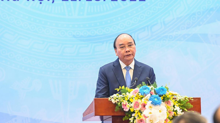 Chủ tịch nước Nguyễn Xuân Phúc phát biểu tại lễ kỷ niệm.