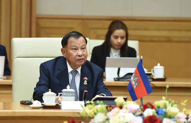 [Ảnh] Thủ tướng Phạm Minh Chính tiếp Chủ tịch Thượng viện Vương quốc Campuchia Samdech Say Chhum ảnh 8