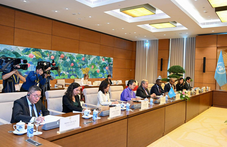 Đoàn đại biểu các quan chức Liên hợp quốc dự buổi tiếp.