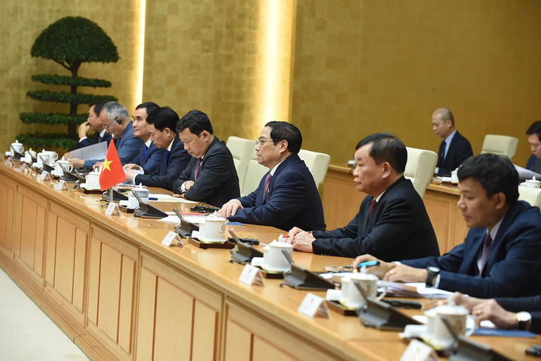 [Ảnh] Thủ tướng Phạm Minh Chính tiếp Chủ tịch Thượng viện Vương quốc Campuchia Samdech Say Chhum ảnh 5