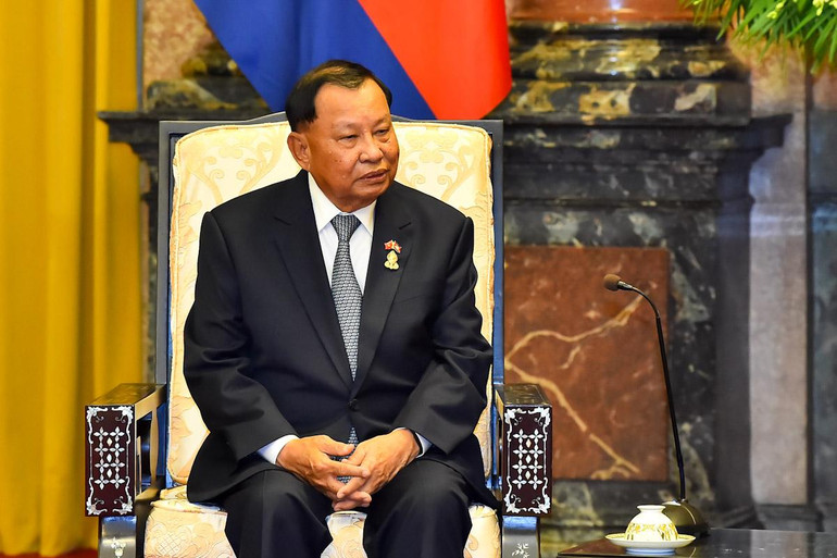 [Ảnh] Chủ tịch nước Nguyễn Xuân Phúc tiếp Chủ tịch Thượng viện Vương quốc Campuchia Samdech Say Chhum ảnh 5