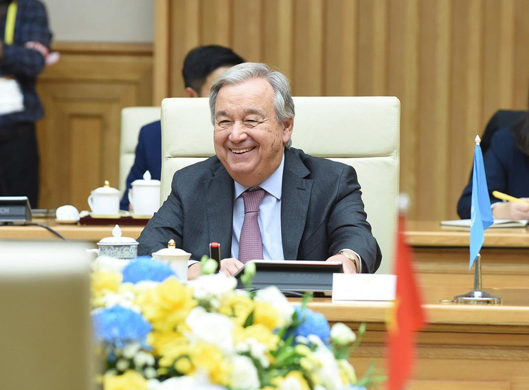 Tổng Thư ký Liên hợp quốc Antonio Guterres phát biểu tại buổi hội kiến.