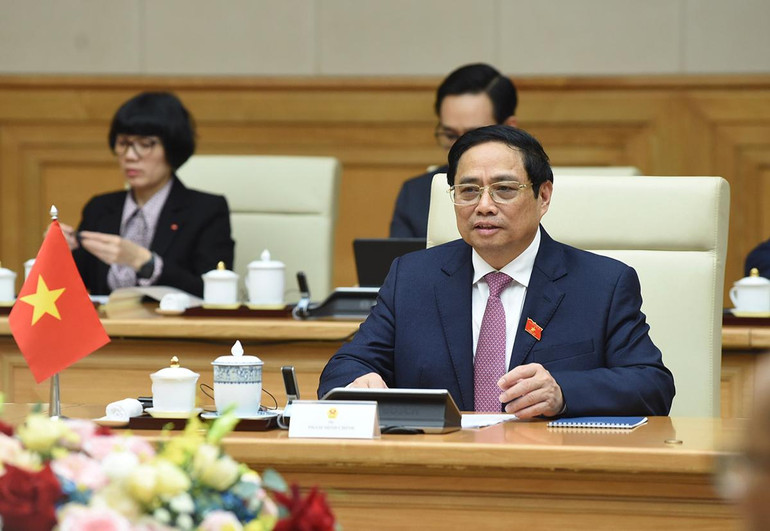 [Ảnh] Thủ tướng Phạm Minh Chính tiếp Chủ tịch Thượng viện Vương quốc Campuchia Samdech Say Chhum ảnh 4