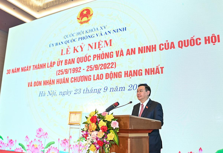 Chủ tịch Quốc hội Vương Đình Huệ phát biểu tại Lễ kỷ niệm.