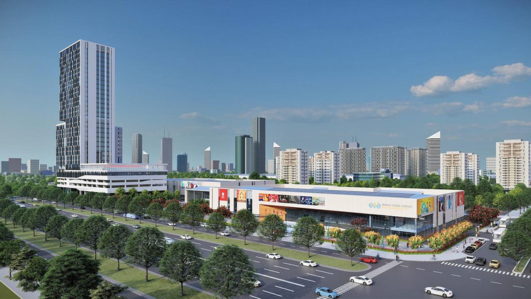 Phối cảnh Dự án tòa nhà World Trade Center Tower (A9) và tòa nhà triển lãm World Trade Centre Expo do Tổng công ty Becamex IDC đầu tư xây dựng tại Bình Dương.