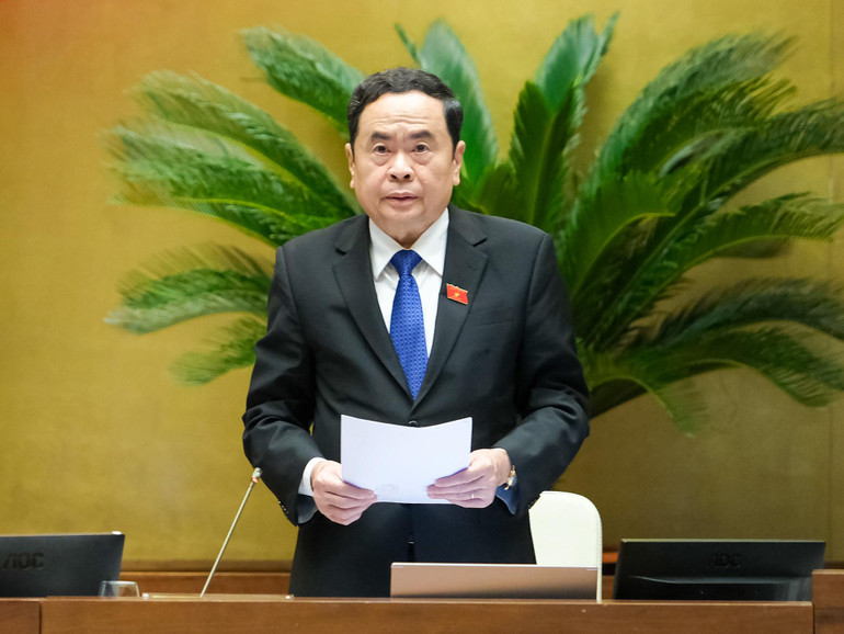 Phó Chủ tịch Thường trực Quốc hội Trần Thanh Mẫn điều hành phiên thảo luận về Dự thảo Nghị quyết ban hành Nội quy kỳ họp Quốc hội (sửa đổi) và Dự án Luật Phòng, chống bạo lực gia đình (sửa đổi). (Ảnh: DUY LINH)