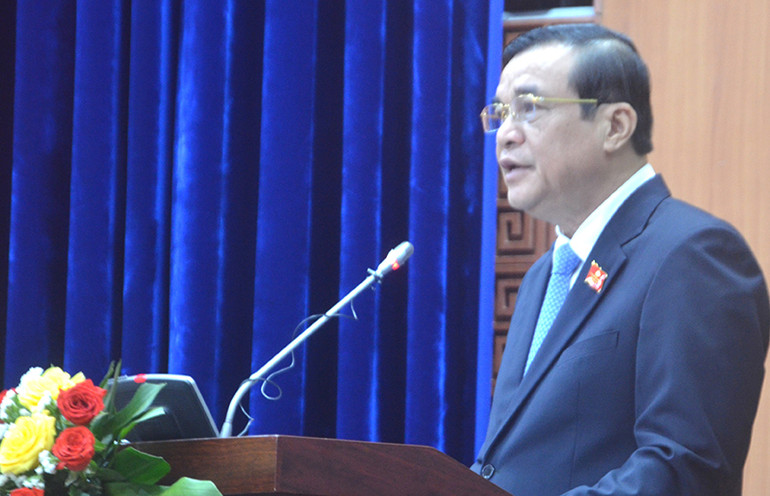 Bí thư Tỉnh ủy, Chủ tịch Hội đồng nhân dân tỉnh Quảng Nam Phan Việt Cường phát biểu bế mạc kỳ họp.