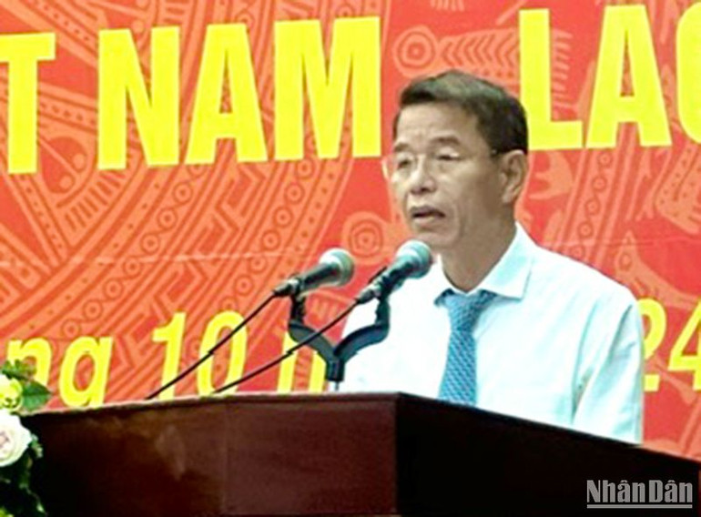 Phó Trưởng Ban Tuyên giáo Trung ương Vũ Thanh Mai phát biểu chỉ đạo tại “Hội nghị tuyên truyền về công tác quản lý biên giới trên đất liền Việt Nam-Lào”.