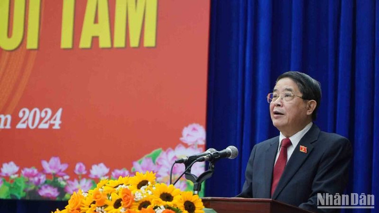 Phó Chủ tịch Quốc hội Nguyễn Đức Hải phát biểu tại kỳ họp thứ 28, Hội đồng nhân dân tỉnh Quảng Nam khóa 10.