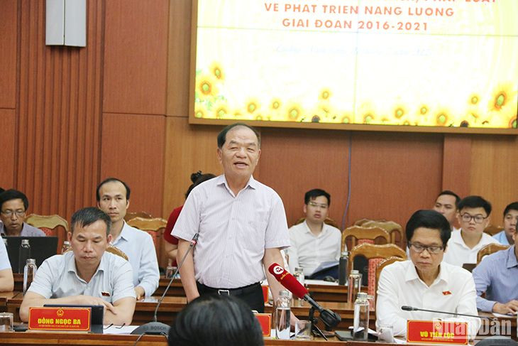 Các thành viên Đoàn Giám sát đề nghị tỉnh Quảng Nam làm rõ thêm một số vấn đề về phát triển năng lượng trên địa bàn tỉnh.