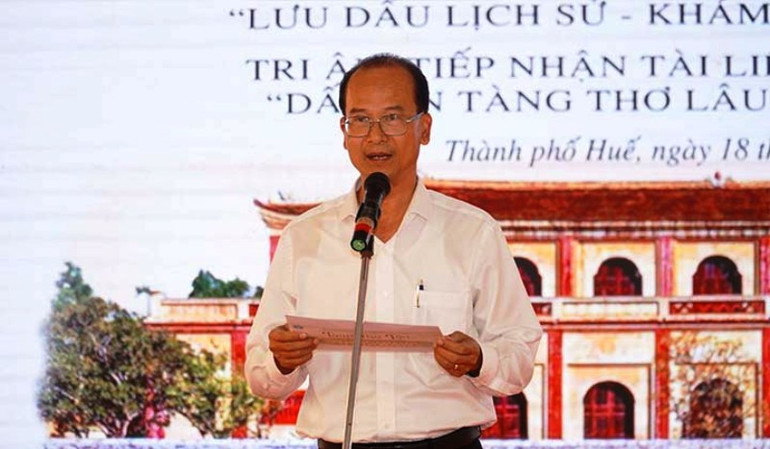 Giám đốc Trung tâm Bảo tồn di tích cố đô Huế Hoàng Việt Trung phát biểu tại lễ khai mạc.
