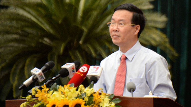 Đồng chí Võ Văn Thưởng, Ủy viên Bộ Chính trị, Thường trực Ban Bí thư phát biểu chỉ đạo Hội nghị.