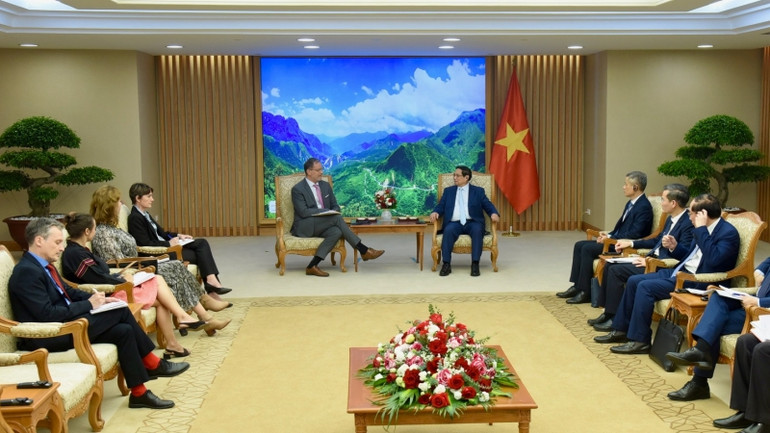 Quang cảnh buổi tiếp. (Ảnh: Trần Hải)