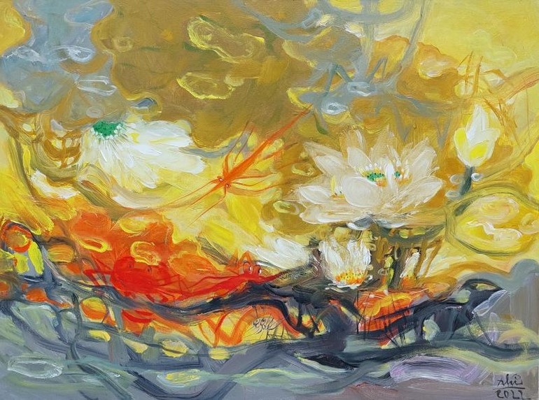 Tác phẩm của họa sĩ Bình Nhi tại Triển lãm tranh "Âm không". Tác phẩm của họa sĩ Bình Nhi tại Triển lãm tranh "Âm không".