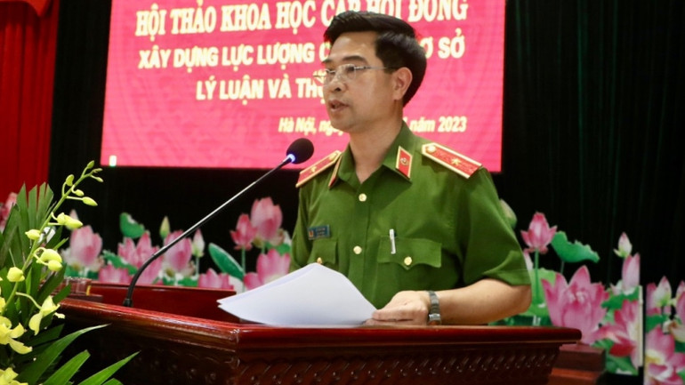 Thiếu tướng, Phó Giáo sư, Tiến sĩ Lê Hoài Nam, Hiệu trưởng Trường cao đẳng Cảnh sát nhân dân I đọc đề dẫn Hội thảo.