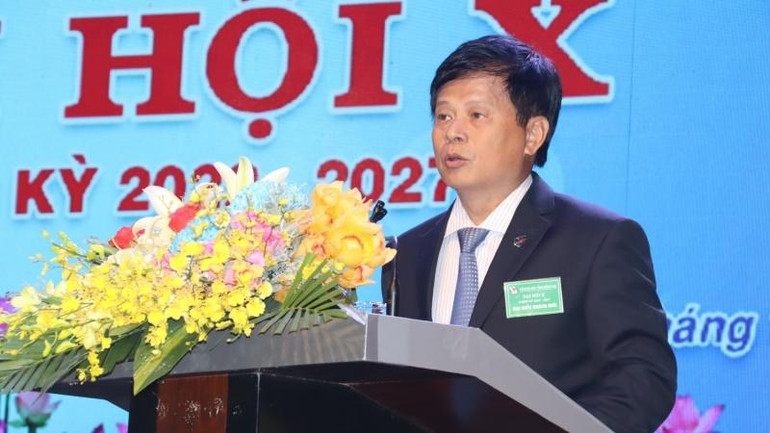 Phó Chủ tịch Hội Nhà báo Việt Nam Trần Trọng Dũng phát biểu tại Đại hội.