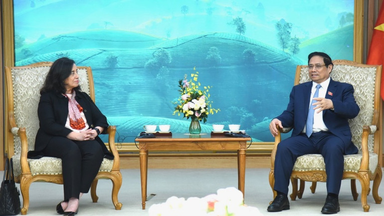 Thủ tướng Phạm Minh Chính tiếp bà Manuela Ferro, Phó Chủ tịch phụ trách khu vực Đông Á-Thái Bình Dương của WB.