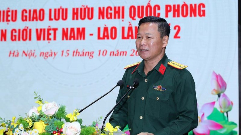 Đại tá Tống Văn Thanh, Phó Cục trưởng Cục Tuyên huấn phát biểu tại buổi gặp mặt báo chí.