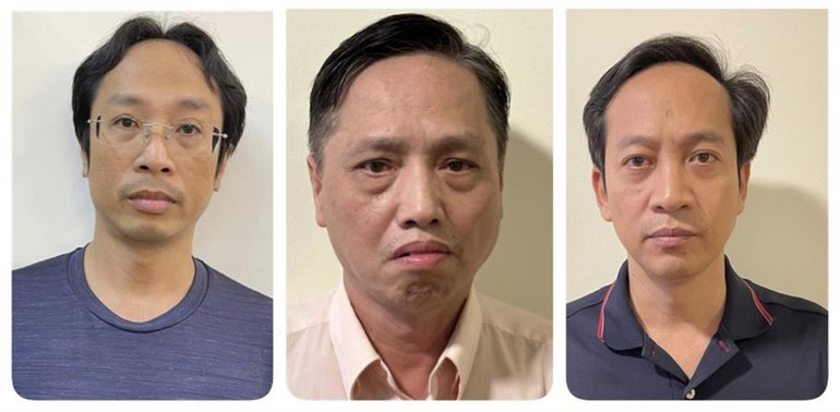 Các bị can (từ trái qua phải): Nguyễn Trần Long; Nguyễn Minh; Trần Vinh Vũ.