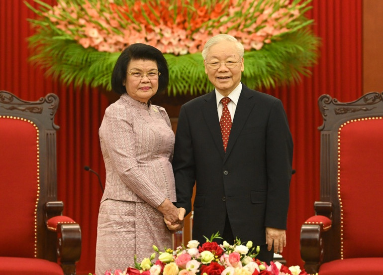 Tổng Bí thư Nguyễn Phú Trọng và Chủ tịch Quốc hội Campuchia Samdech Khuon Sudary.