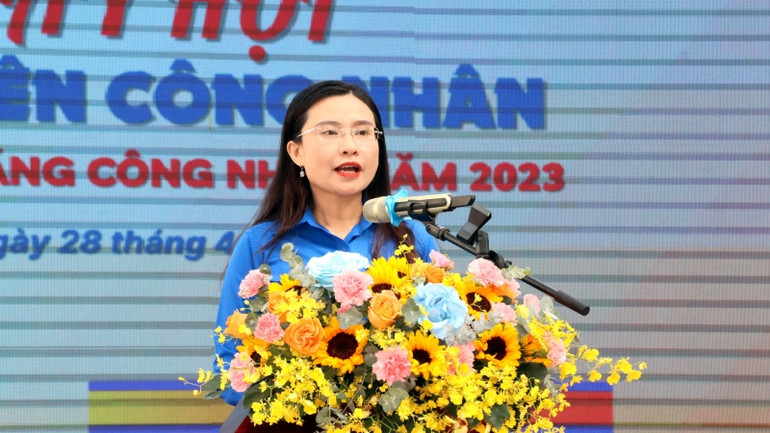 Bí thư Trung ương Đoàn Nguyễn Phạm Duy Trang phát biểu tại buổi lễ.