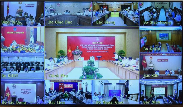 Hội nghị trực tuyến toàn quốc sơ kết 6 tháng triển khai Đề án phát triển ứng dụng dữ liệu về dân cư. (Ảnh: Trần Hải)