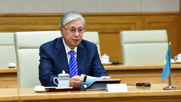 Tổng thống Kazakhstan Kassym-Jomart Tokayev phát biểu tại buổi hội kiến.