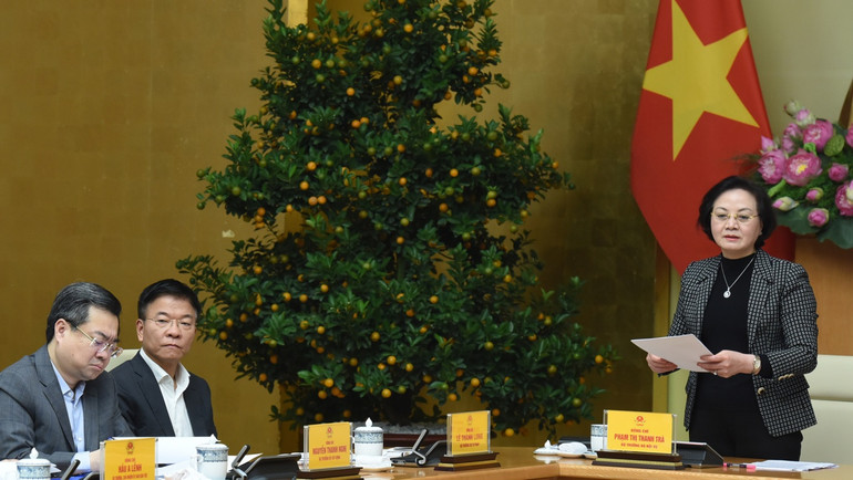 Bộ trưởng Nội vụ Phạm Thị Thanh Trà phát biểu.