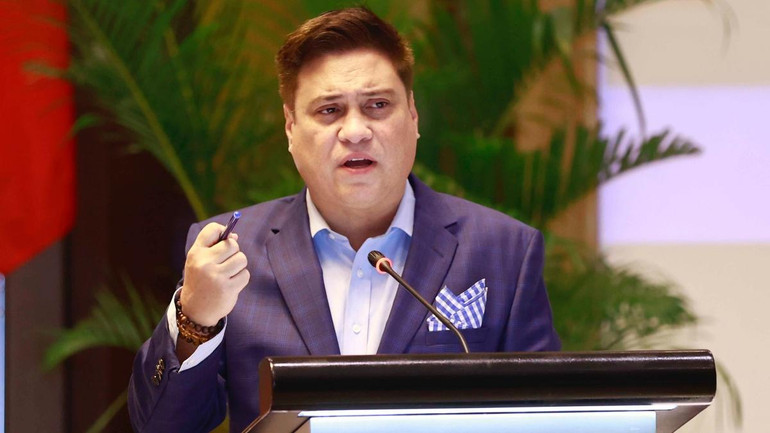 Chủ tịch Thượng viện Philippines Juan Miguel F. Zubiri phát biểu. (Ảnh: Doãn Tấn/TTXVN) Chủ tịch Thượng viện Philippines Juan Miguel F. Zubiri phát biểu. (Ảnh: Doãn Tấn/TTXVN)