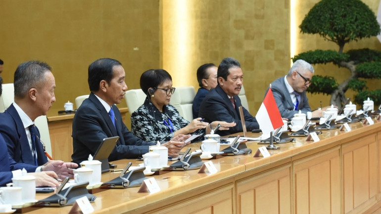 Tổng thống Indonesia Joko Widodo phát biểu tại buổi hội kiến. Tổng thống Indonesia Joko Widodo phát biểu tại buổi hội kiến.