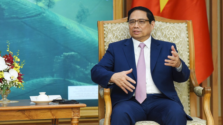 Thủ tướng Phạm Minh Chính phát biểu tại buổi tiếp Bộ trưởng Ngoại giao Ấn Độ Subramanyam Jaishankar.