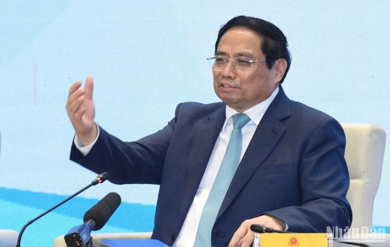 Thủ tướng Phạm Minh Chính phát biểu tại cuộc đối thoại với thanh niên.