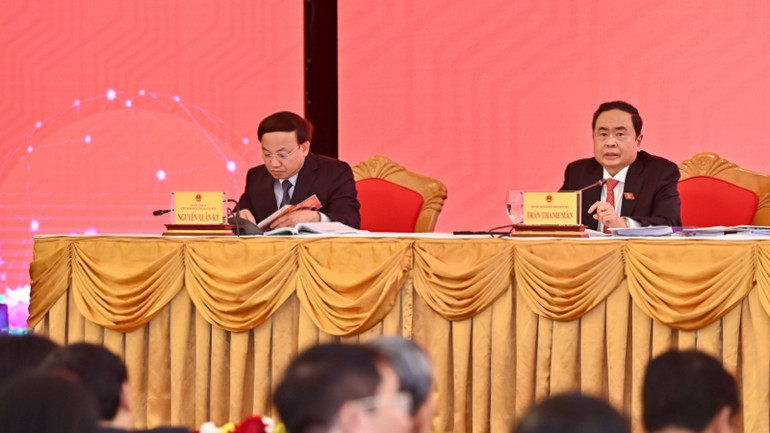 Phó Chủ tịch Thường trực Quốc hội Trần Thanh Mẫn điều hành Hội nghị. (Ảnh: Duy Linh)