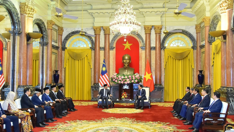 Quang cảnh buổi tiếp tại Phủ Chủ tịch trong chiều 21/7. Quang cảnh buổi tiếp tại Phủ Chủ tịch trong chiều 21/7.