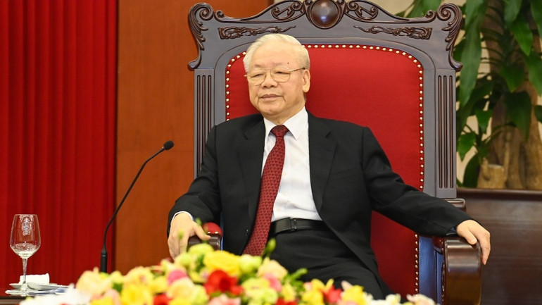 Tổng Bí thư Nguyễn Phú Trọng phát biểu tại buổi tiếp. Tổng Bí thư Nguyễn Phú Trọng phát biểu tại buổi tiếp.