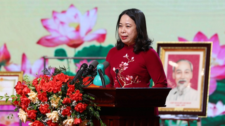 Quyền Chủ tịch nước Võ Thị Ánh Xuân phát biểu tại Lễ kỷ niệm.