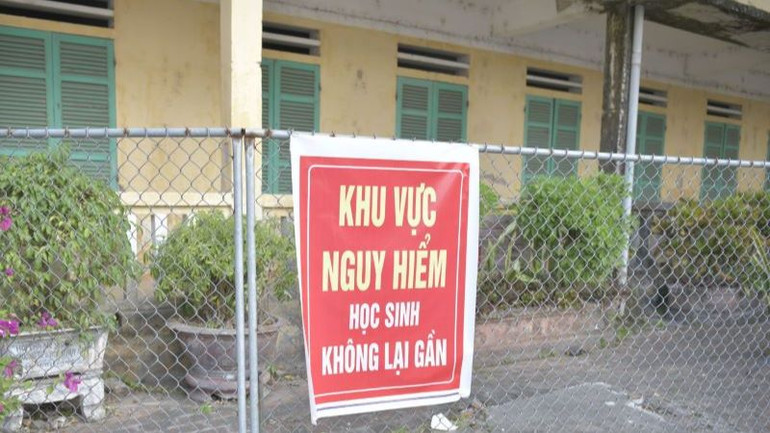 Trường tiểu học và trung học cơ sở Thụy An (huyện Thái Thụy) xuống cấp nghiêm trọng, các hoạt động giảng dạy, học tập phải tạm dừng. (Ảnh: Nhà trường cung cấp)