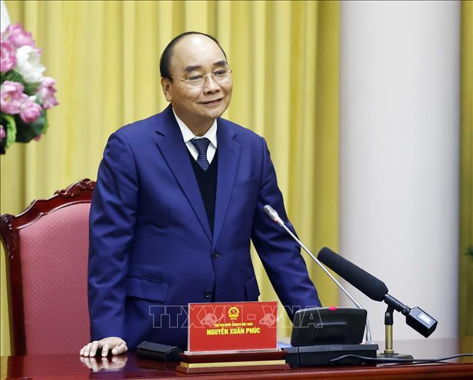 Chủ tịch nước Nguyễn Xuân Phúc phát biểu. (Ảnh: Thống Nhất/TTXVN)