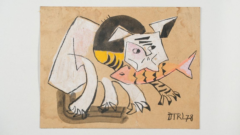 Tác phẩm “Ngựa” (màu bột trên giấy) vẽ năm 1978. (Ảnh nhân vật cung cấp)