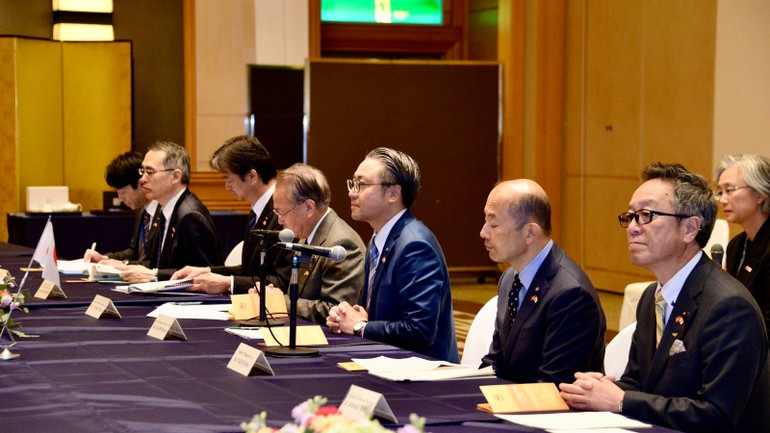 Đại biểu tham dự buổi tiếp. (Ảnh: TTXVN) Đại biểu tham dự buổi tiếp. (Ảnh: TTXVN)