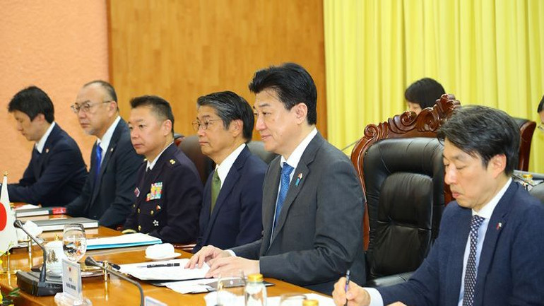 Bộ trưởng Quốc phòng Nhật Bản Kihara Minoru phát biểu tại Hội đàm.