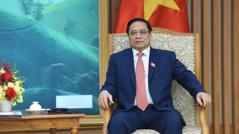 Thủ tướng Phạm Minh Chính phát biểu tại buổi tiếp.